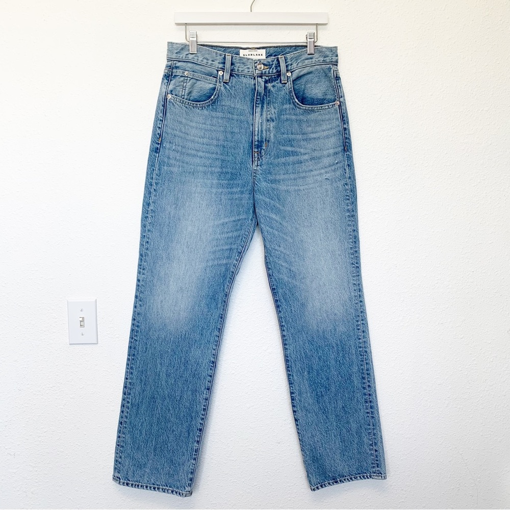 SLVRLAKE London Jeans High Rise Light Wash Wide Straight Leg SIZE 30